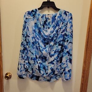 Jennifer Lopez Vibrant Blue Patterned Blouse